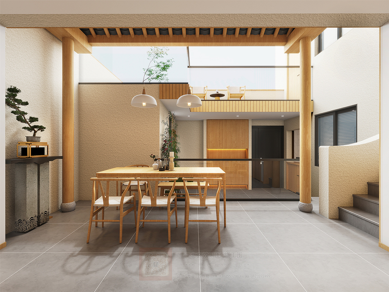 新中式元素原木极简|质朴色调，自然舒适（图ZMjgwNDEwNzIw） - 其他空间 - 站酷设计师效果图施工图慕晨原创素材 - 站酷ZCOOL