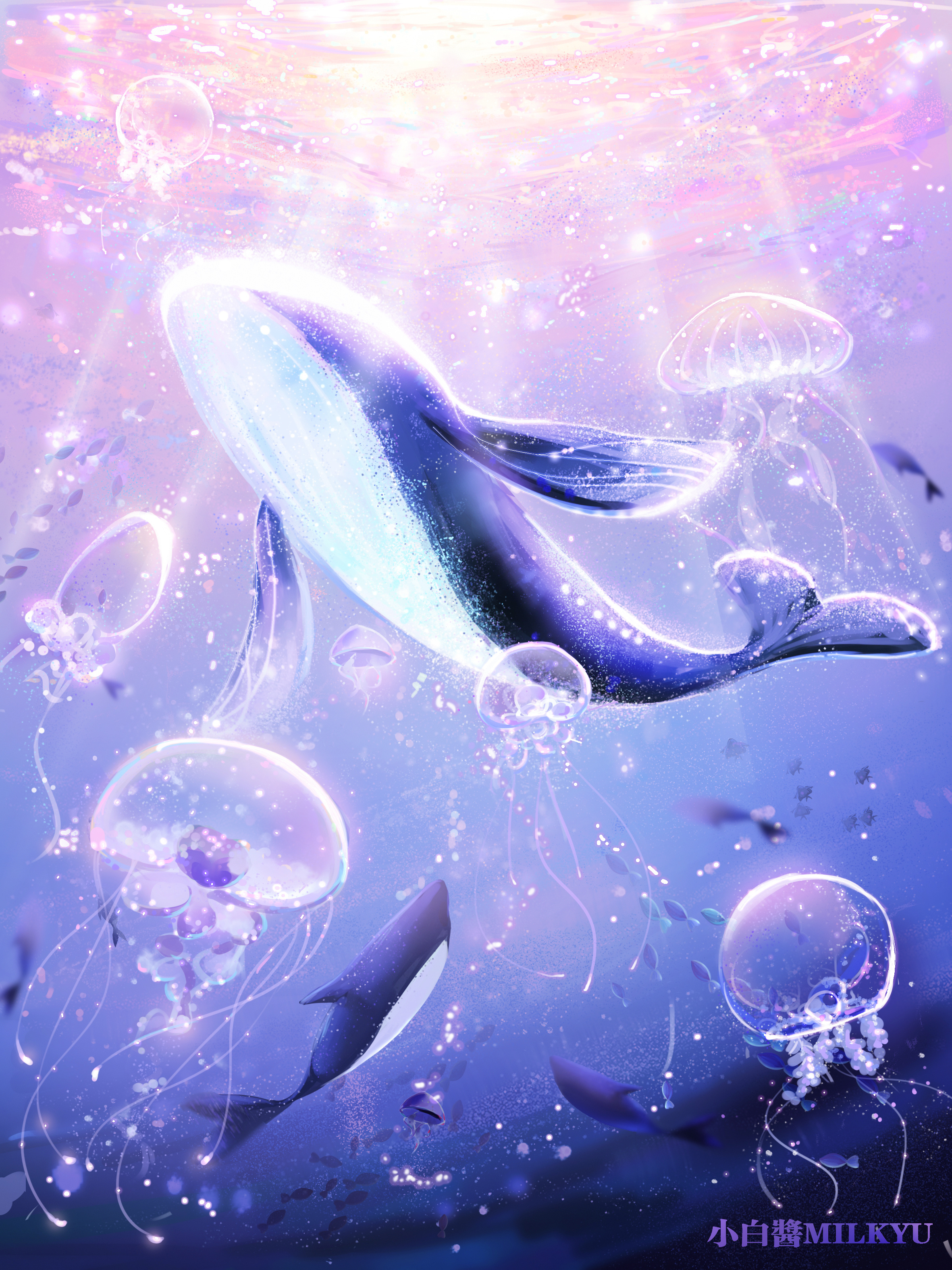 她用迷人的水彩鲸鱼绘画，捕捉了海洋生物的魔力！-我的灵感创意