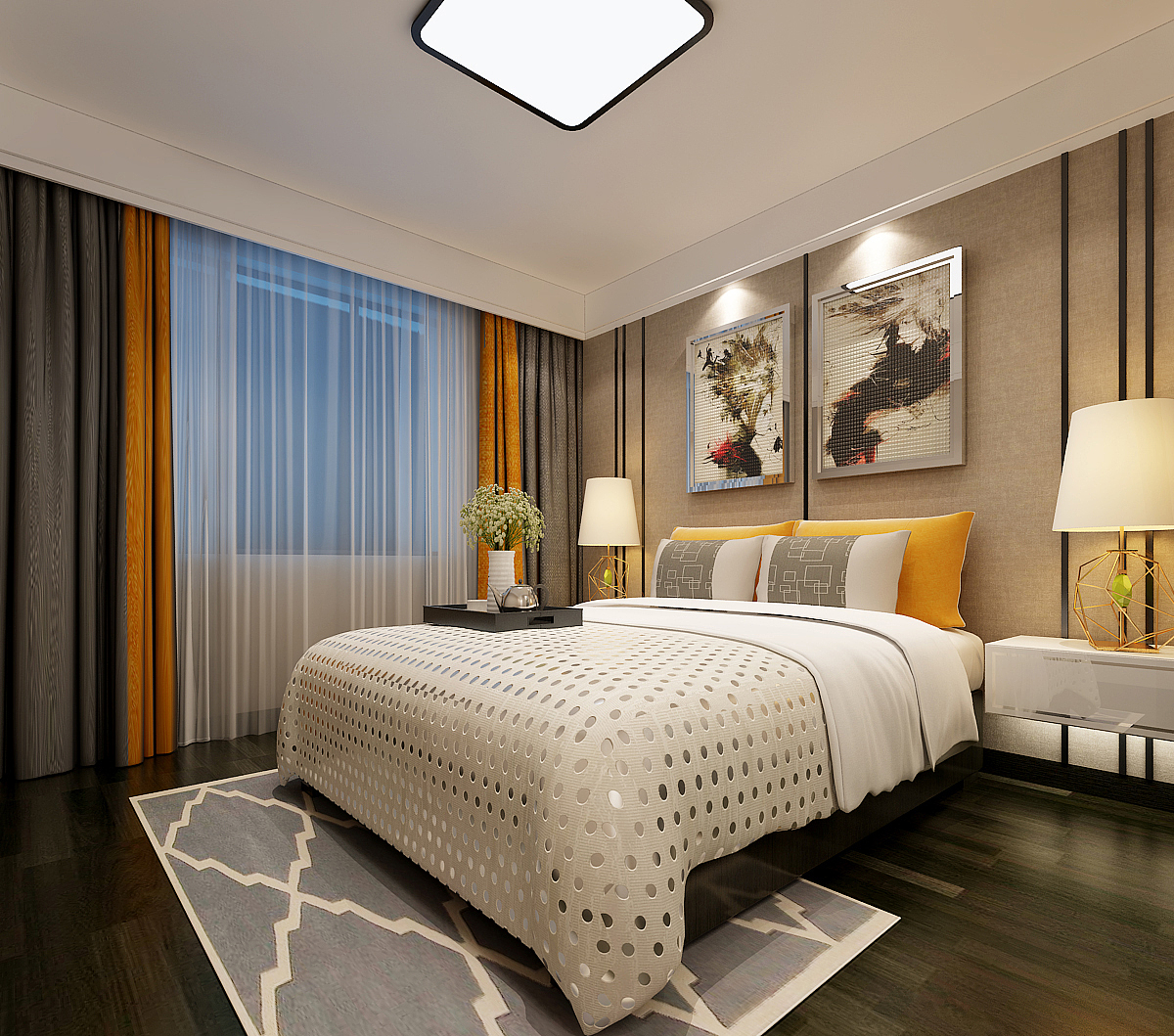 时光的蒂凡尼-财富中心130平现代轻奢装修设计 万泰