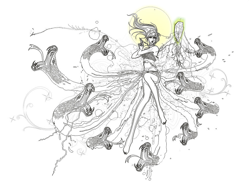 听杰伦的《蛇舞》画的·~2种色调,注意她们的眼镜,在看着你哦~~上海