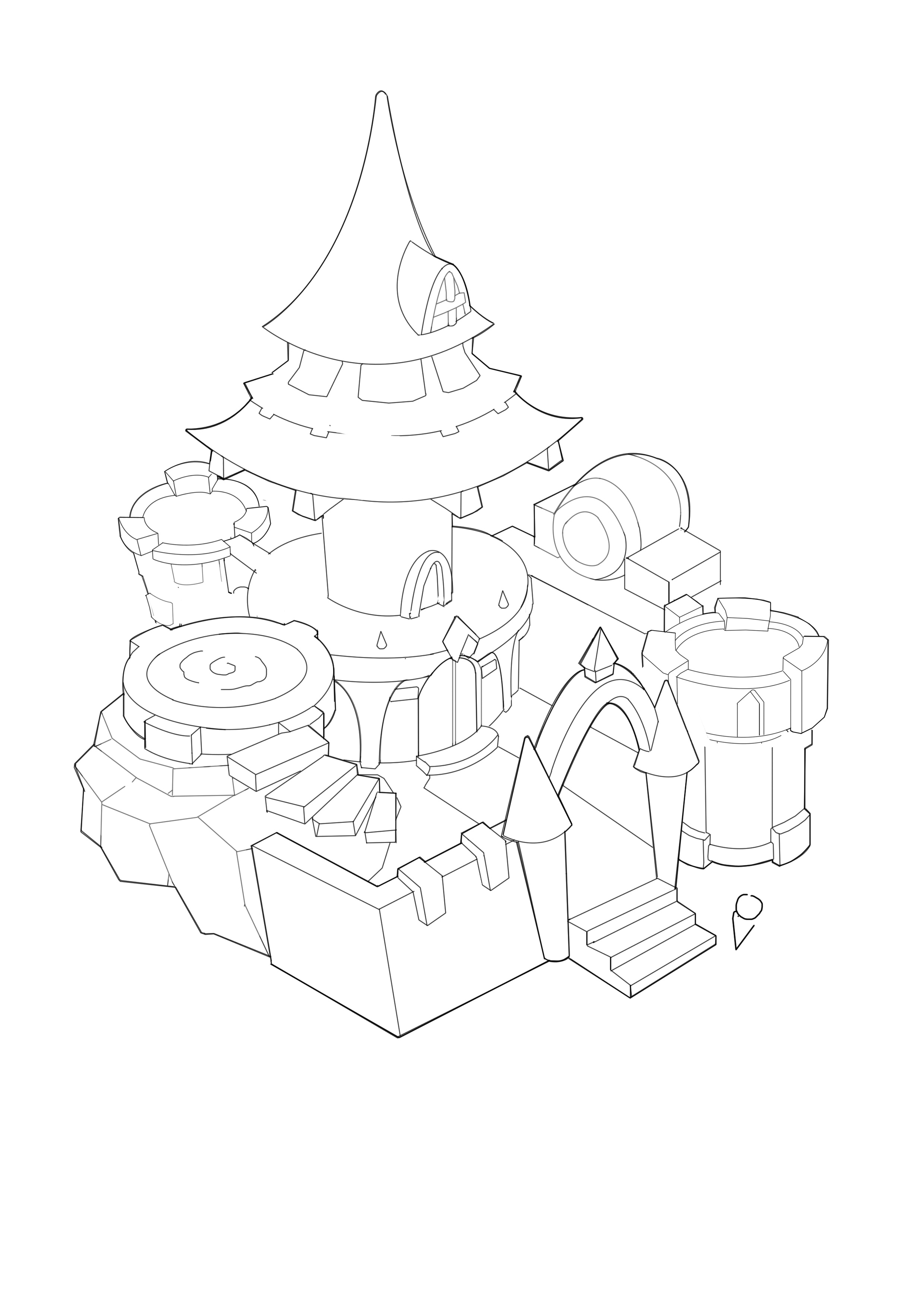 塔防游戏单体建筑设计线稿