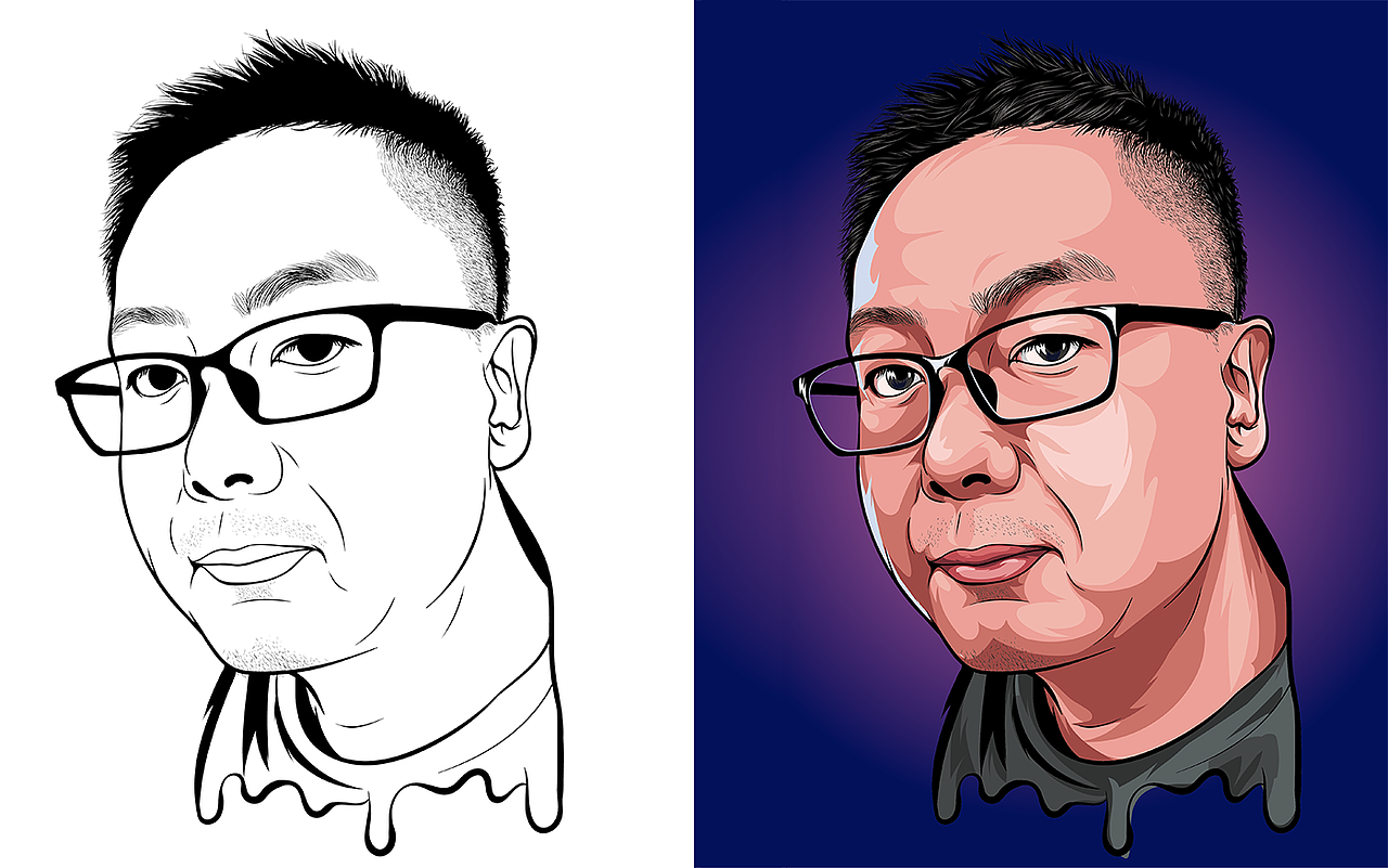 手绘AI矢量插画头像,近期练习作品,请多赐教!