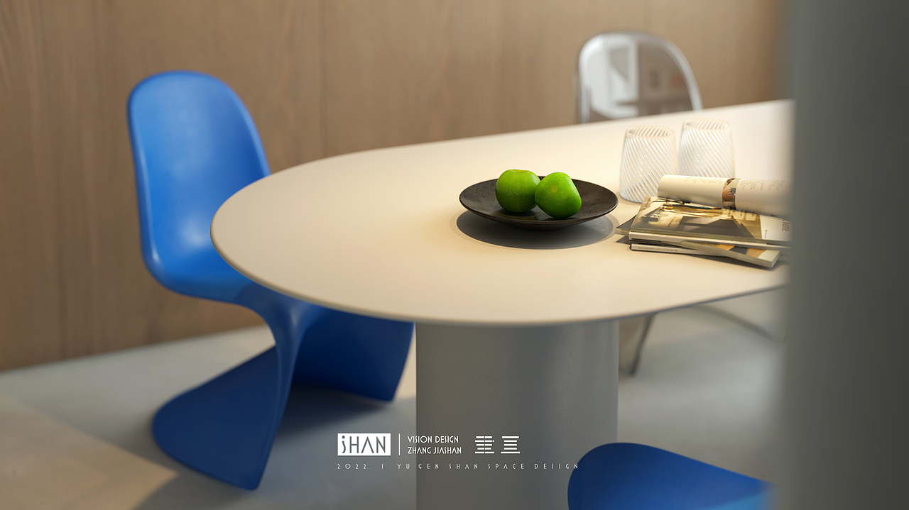 SHAN丨高饱和度蓝调点赞搭配整体灰棕色极简住宅（图ZMzI2Mzk5ODQ4） - 家装设计 - 站酷设计师聿亘丨SHAN原创素材 - 站酷ZCOOL