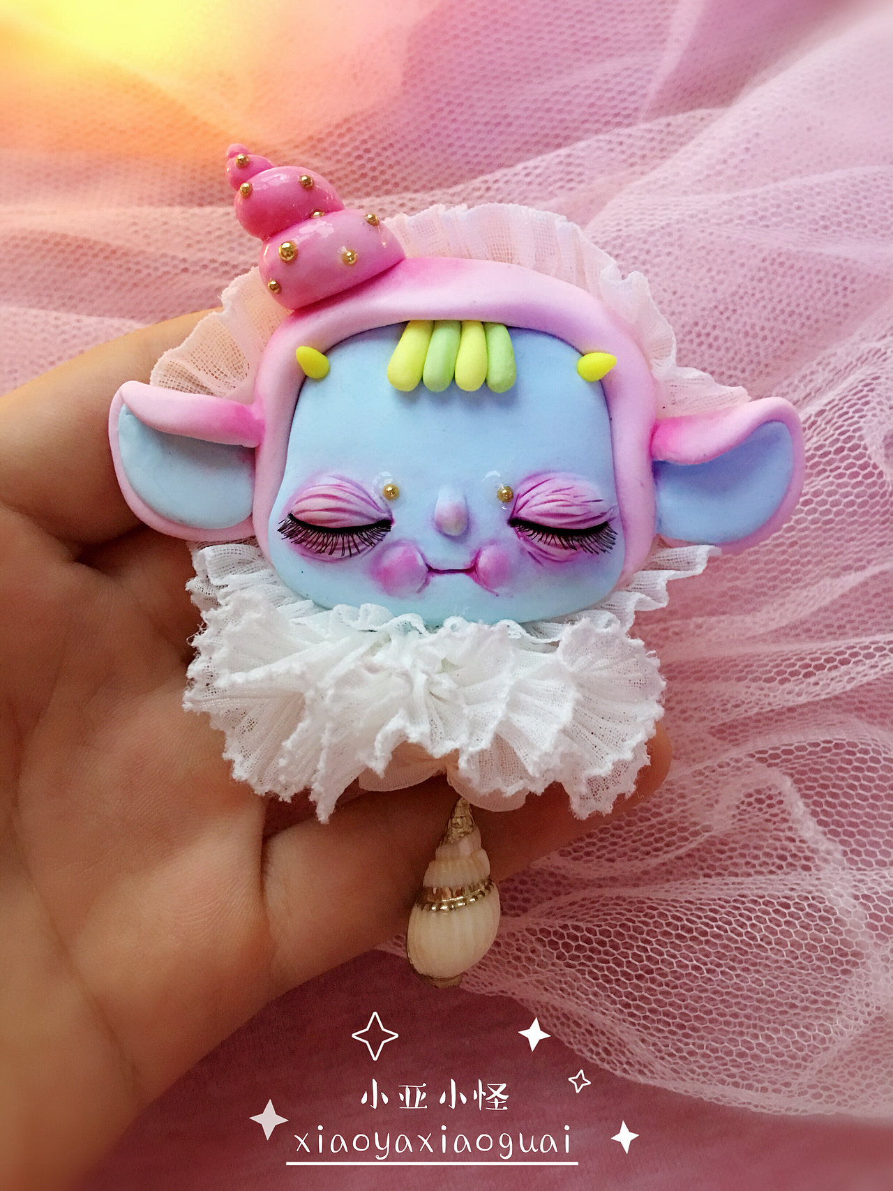 手工软陶胸针 原创 小亚小怪