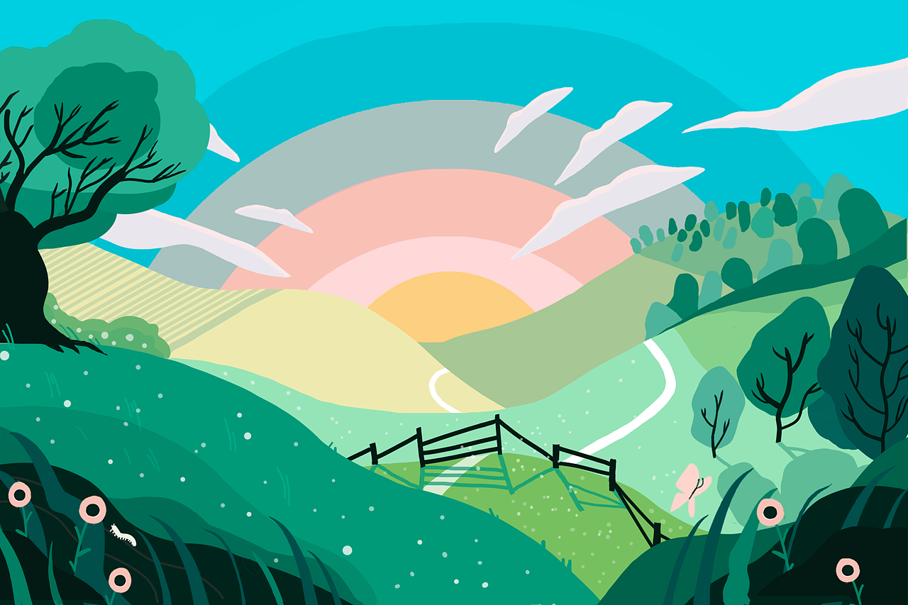 矢量风景插画,儿童插画