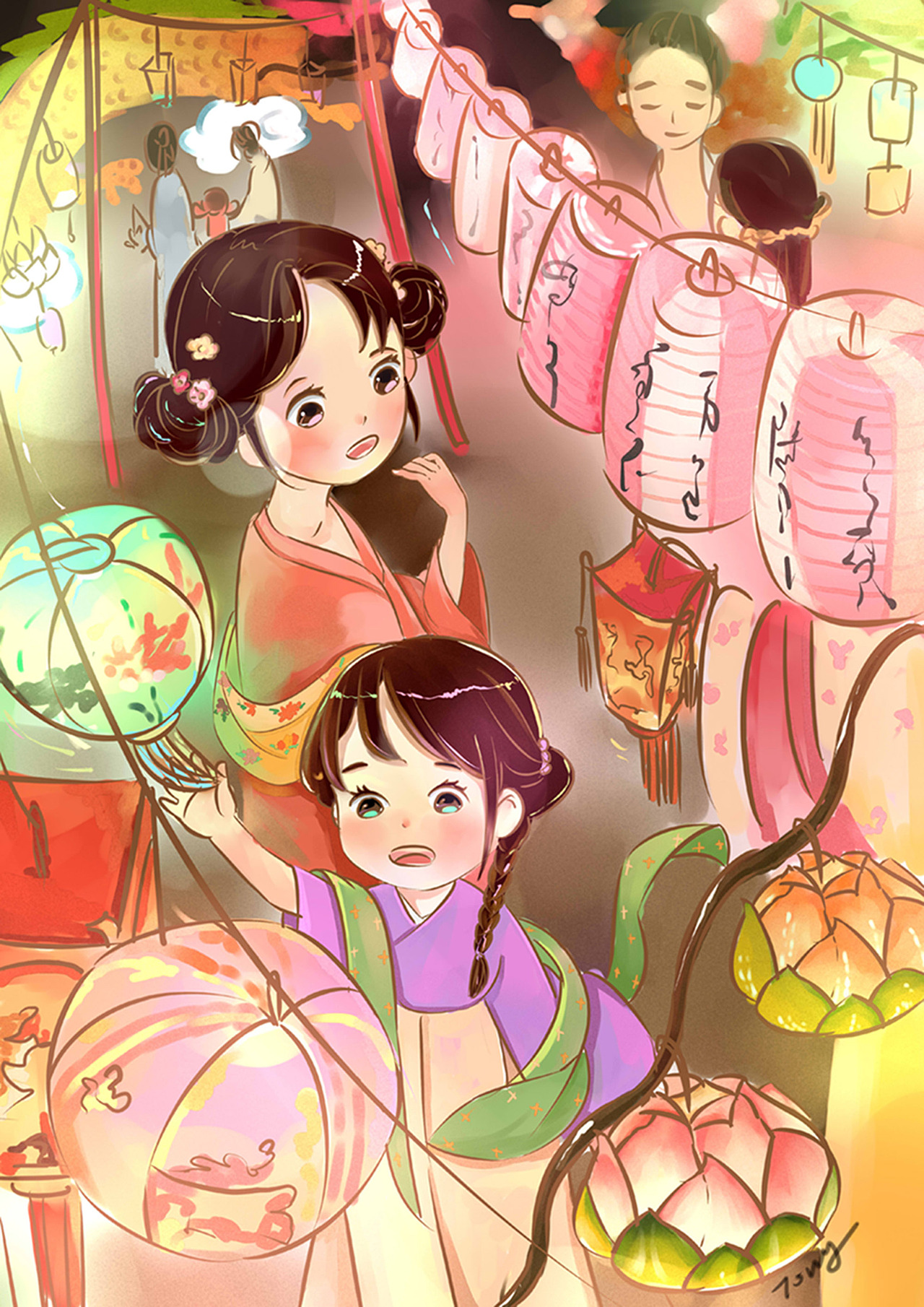 赏灯（图ZNDI0OTIxMjA=） - 艺术插画 - 站酷设计师ct夏初原创素材 - 站酷ZCOOL