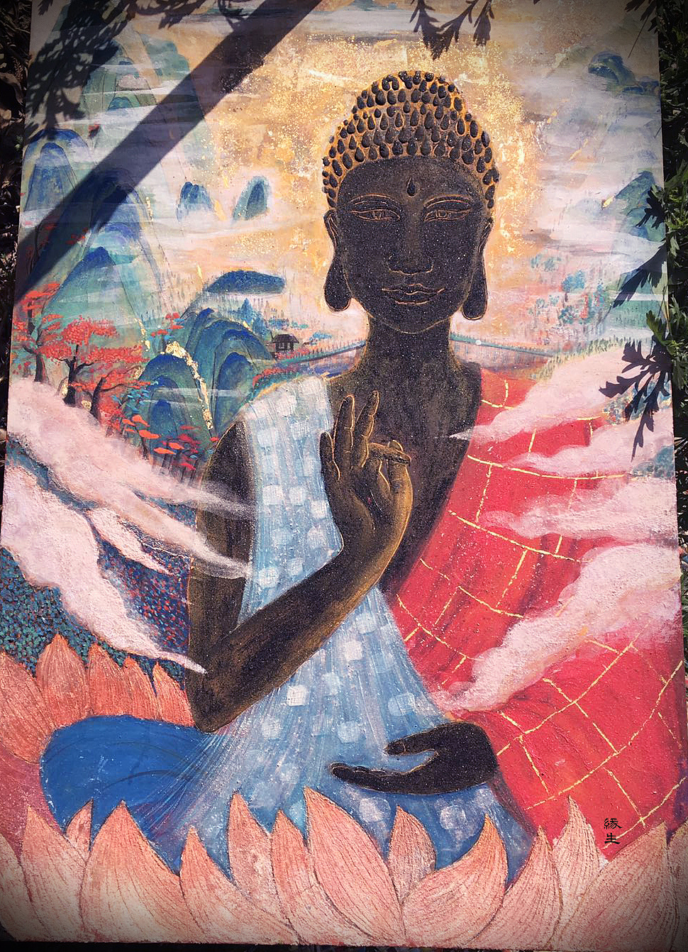 岩彩-《释迦牟尼》