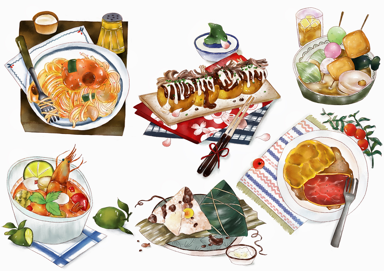 7月水彩习作-美食篇|插画|插画习作|玖命灵猫 - 临摹作品 - 站酷