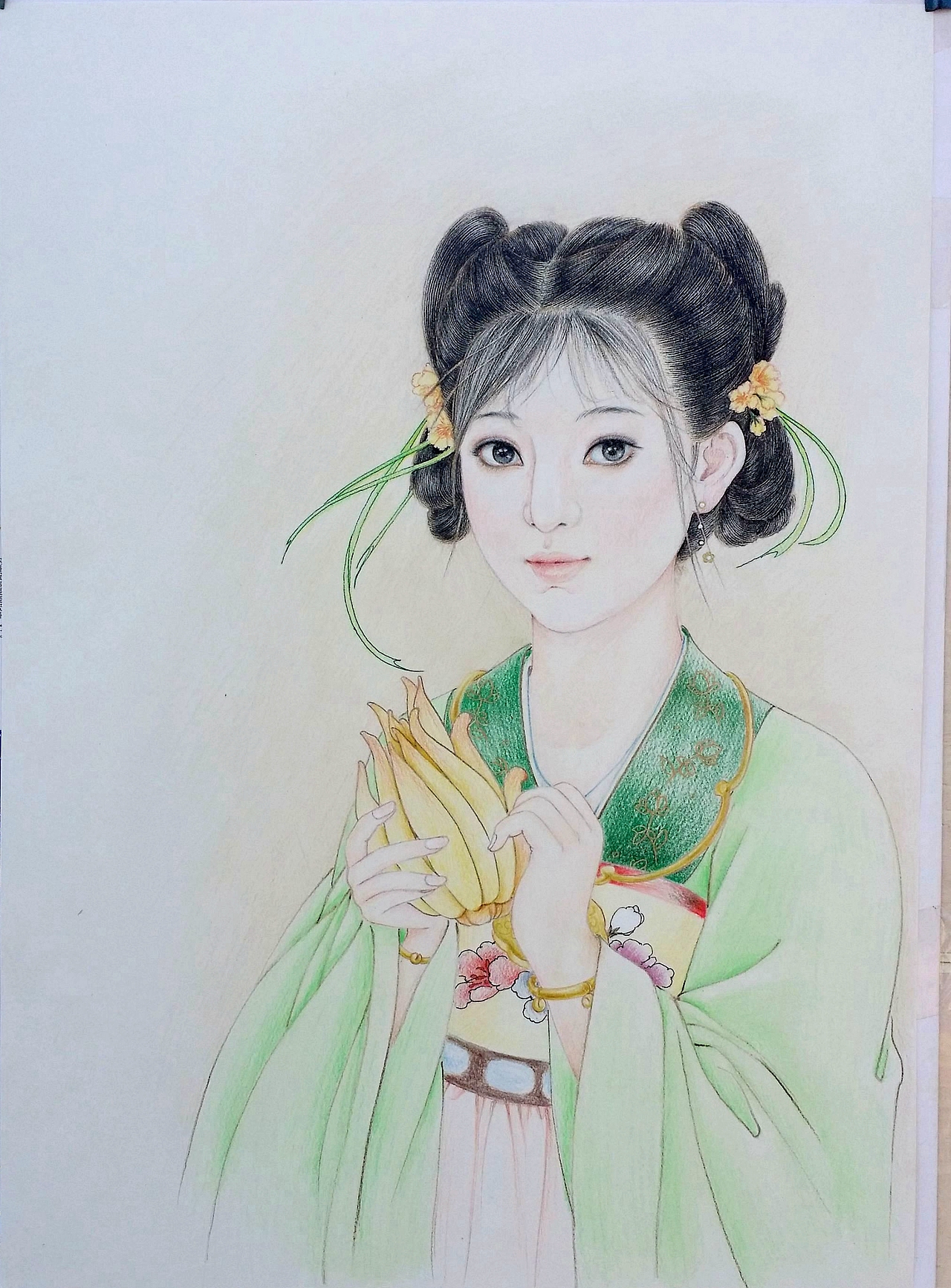 原创彩铅古风仕女