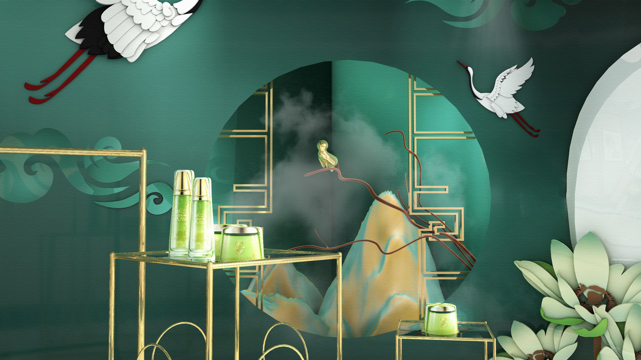 百雀羚展厅设计(c4d中国风)