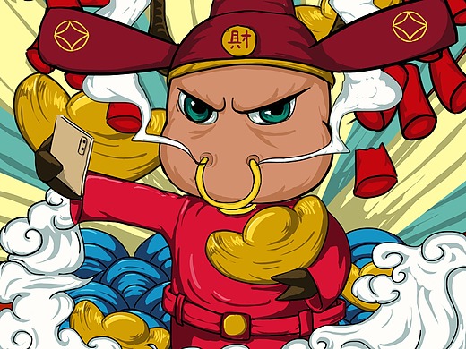 牛气冲天新年插画