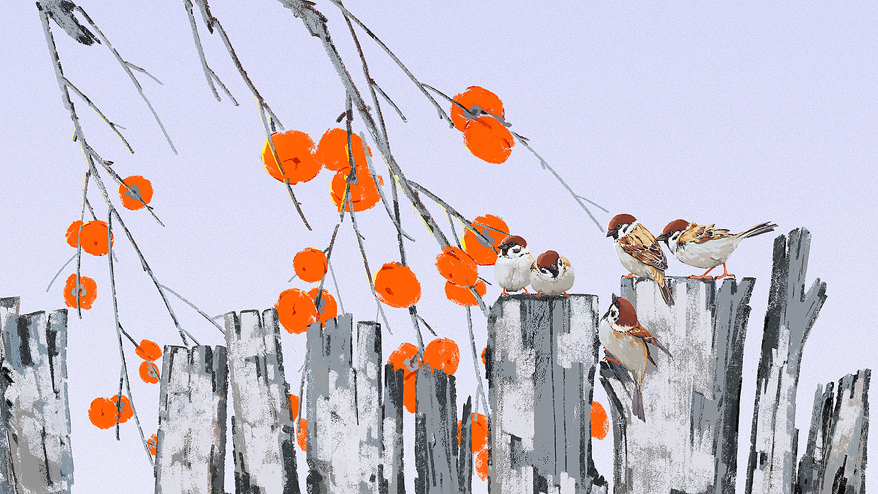 冬日 雀（图ZMjgyMjA5NDcy） - 商业插画 - 站酷设计师山嵬原创素材 - 站酷ZCOOL