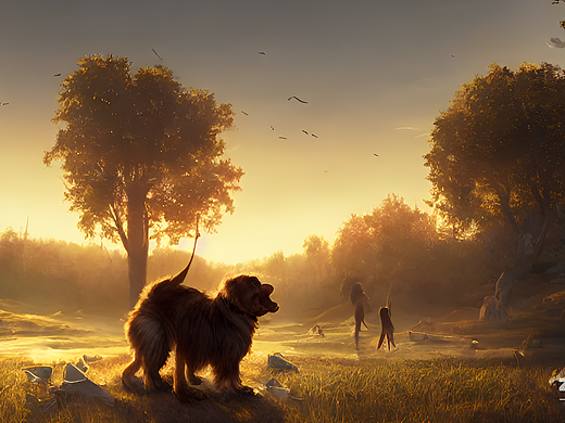 #AI创作实验室#狗,黄昏,数字艺术,流行趋势,ArtSta