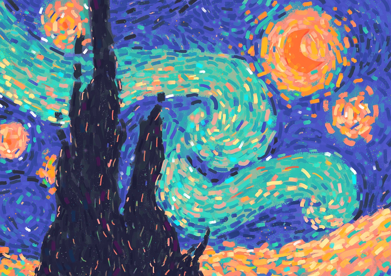 致敬梵高星空|插画|艺术插画|damaoda - 原创作品 - 站酷 (zcool)
