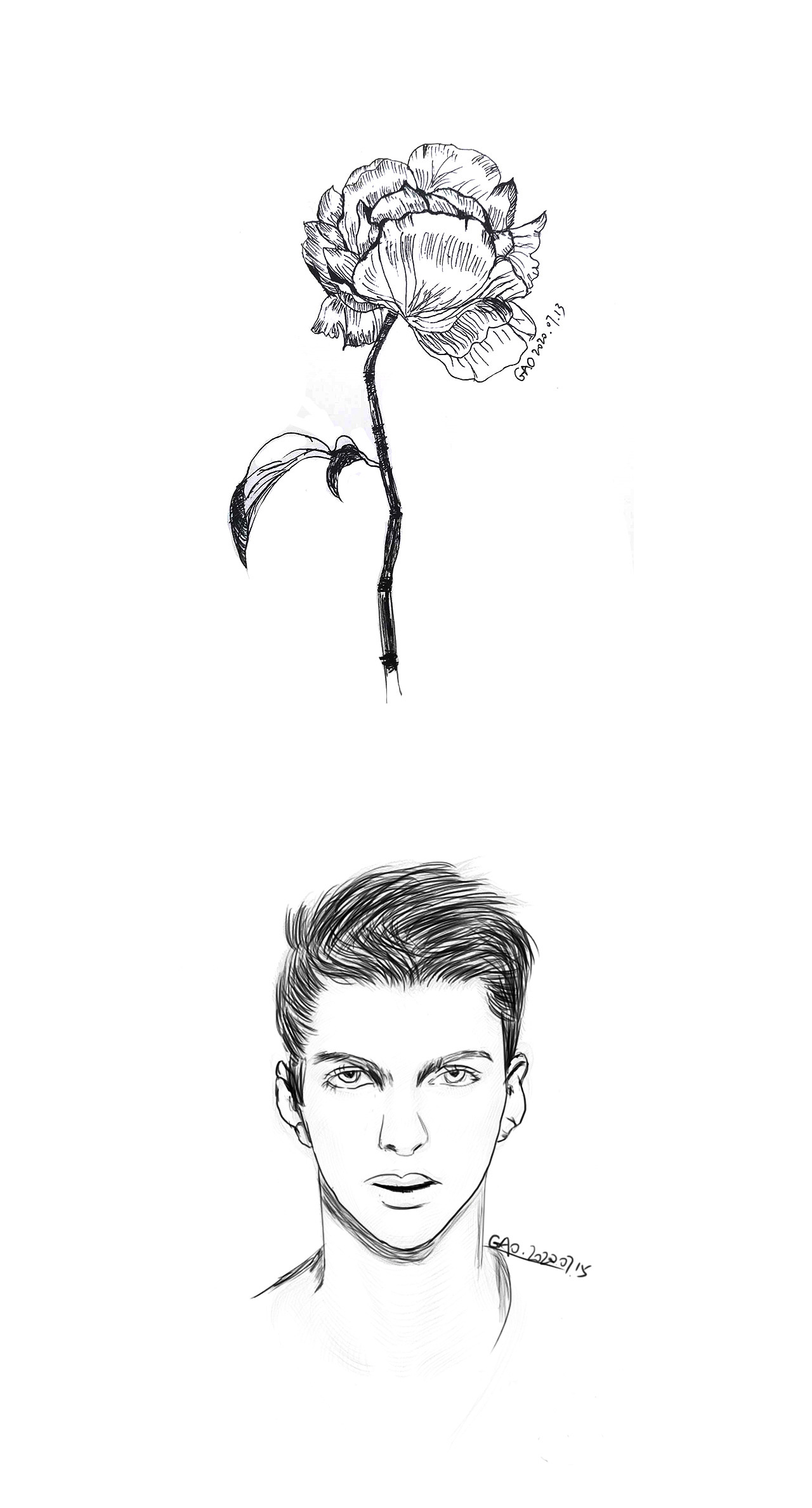 速写练习人和花