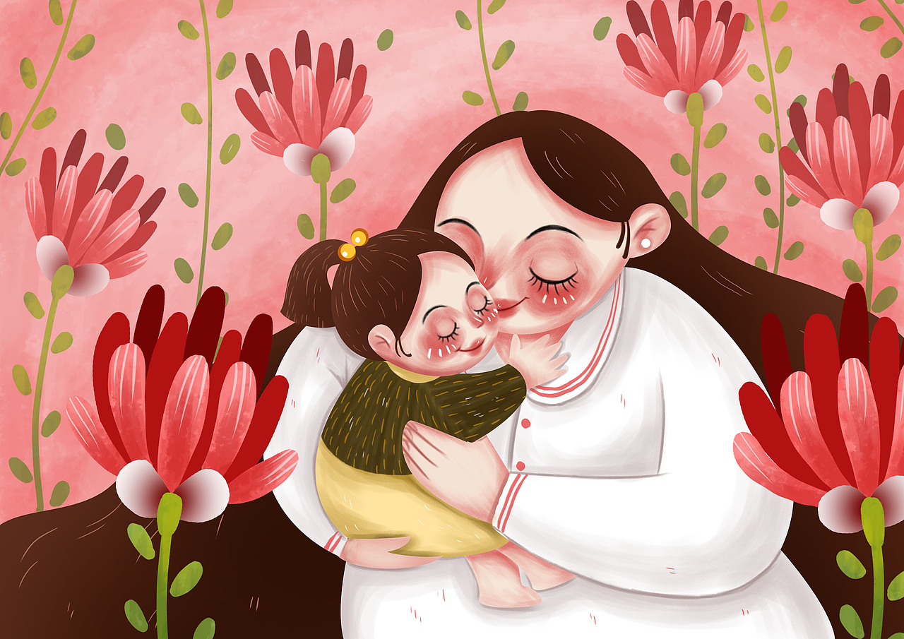 妈妈的爱母亲节插画
