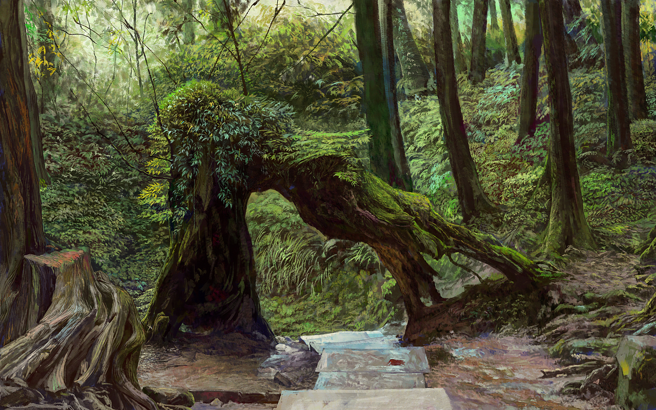 cg风景森林习作秋天森林废弃船船短期