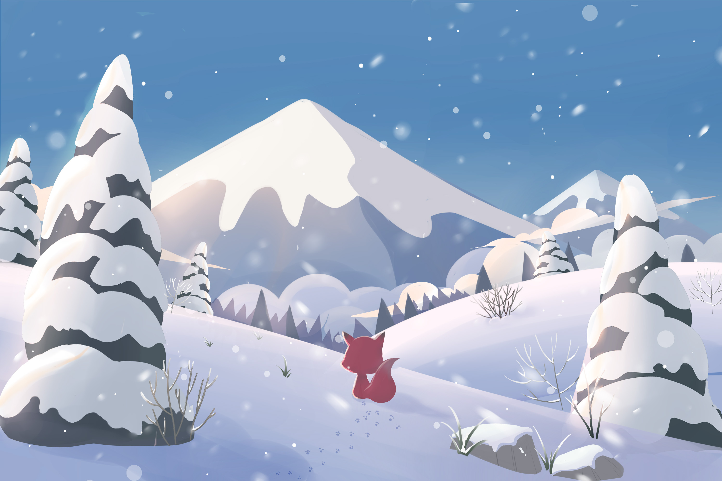 冬季飘雪插画图片下载-正版图片400081154-摄图网
