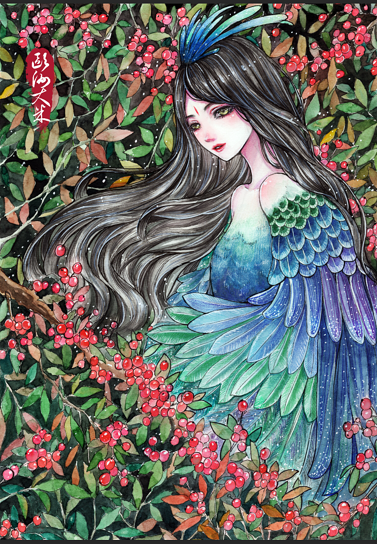 水彩手绘 孔雀|插画|插画习作|欧洲大米omiz - 原创作品 - 站酷