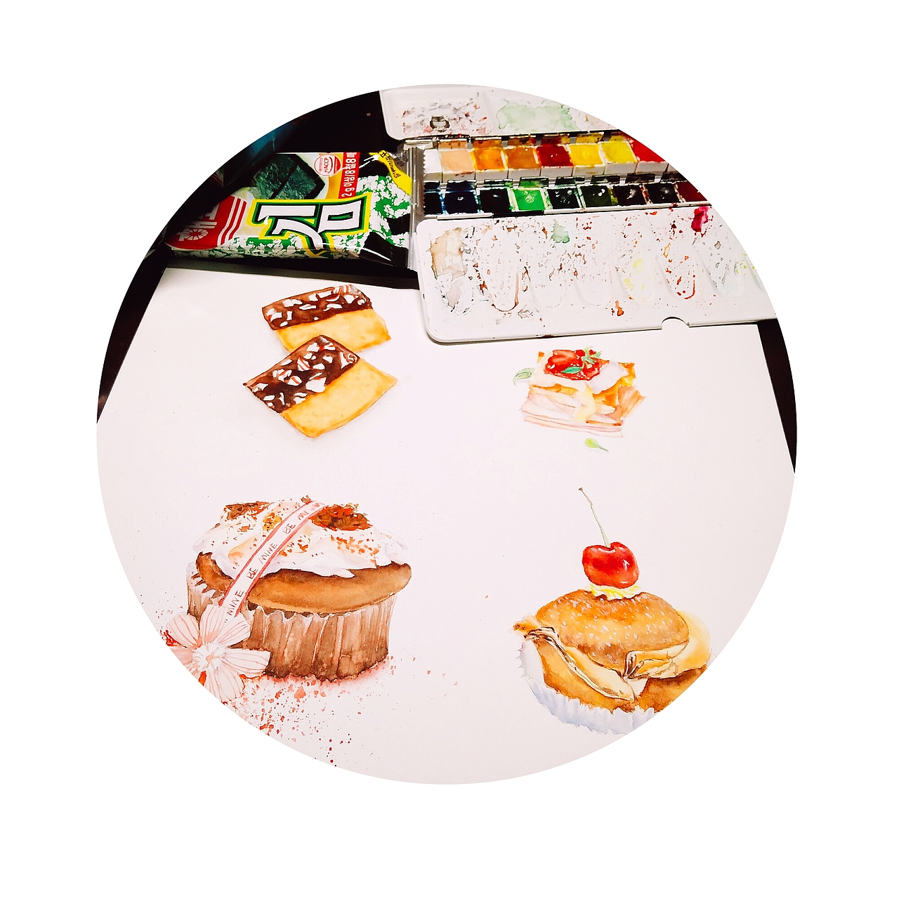 水彩美食下午茶点心