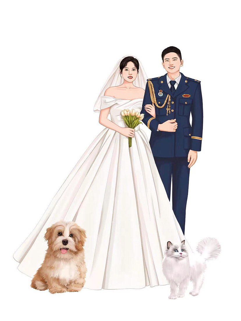 🔥被问了100次的婚礼手绘请柬（图ZMzUyNDYxOTQw） - 商业插画 - 站酷设计师苯苯猪原创素材 - 站酷ZCOOL