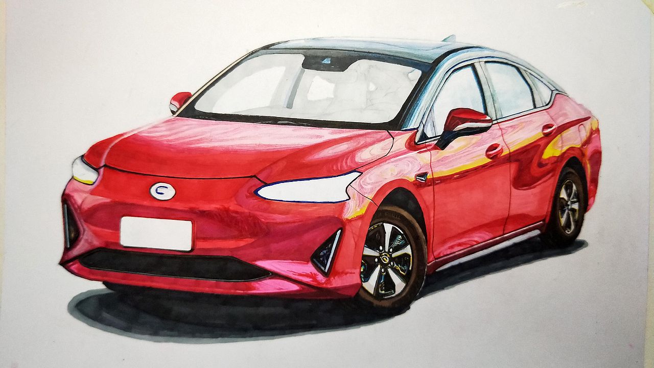 生平第2幅马克笔手绘汽车ia5