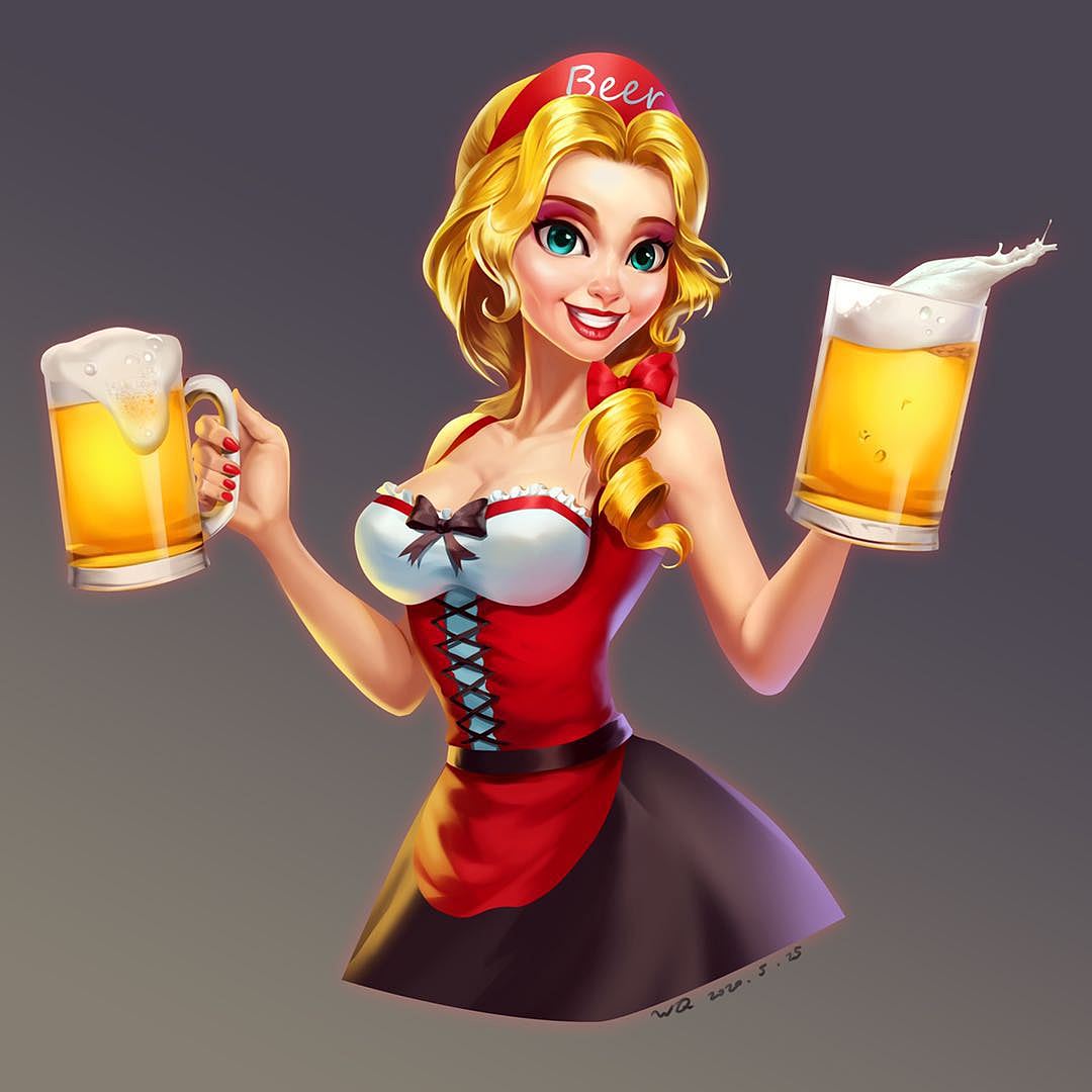 啤酒女（图ZMjE3NzUyNzQ0） - 游戏原画 - 站酷设计师糊大王原创素材 - 站酷ZCOOL
