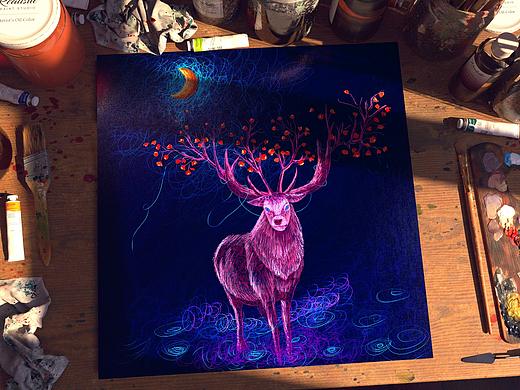 鹿（個人主頁-ZNTY3OTQwMDg=） - 藝術插畫 - 站酷設計師光旅Min原創(chuàng)素材 - 站酷ZCOOL