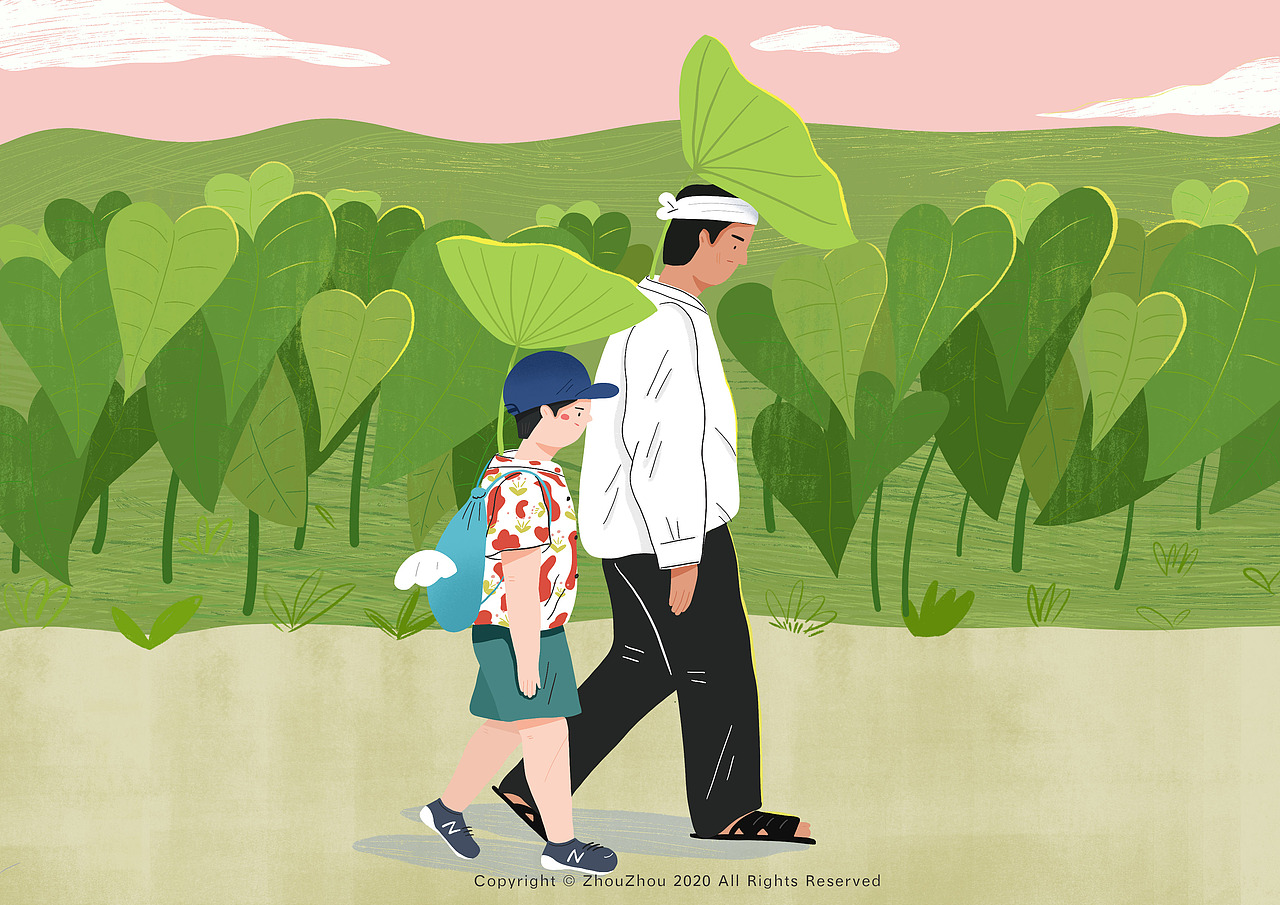菊次郎的夏天 插画（图ZMjIxODcwNDE2） - 艺术插画 - 站酷设计师周小岛zz原创素材 - 站酷ZCOOL