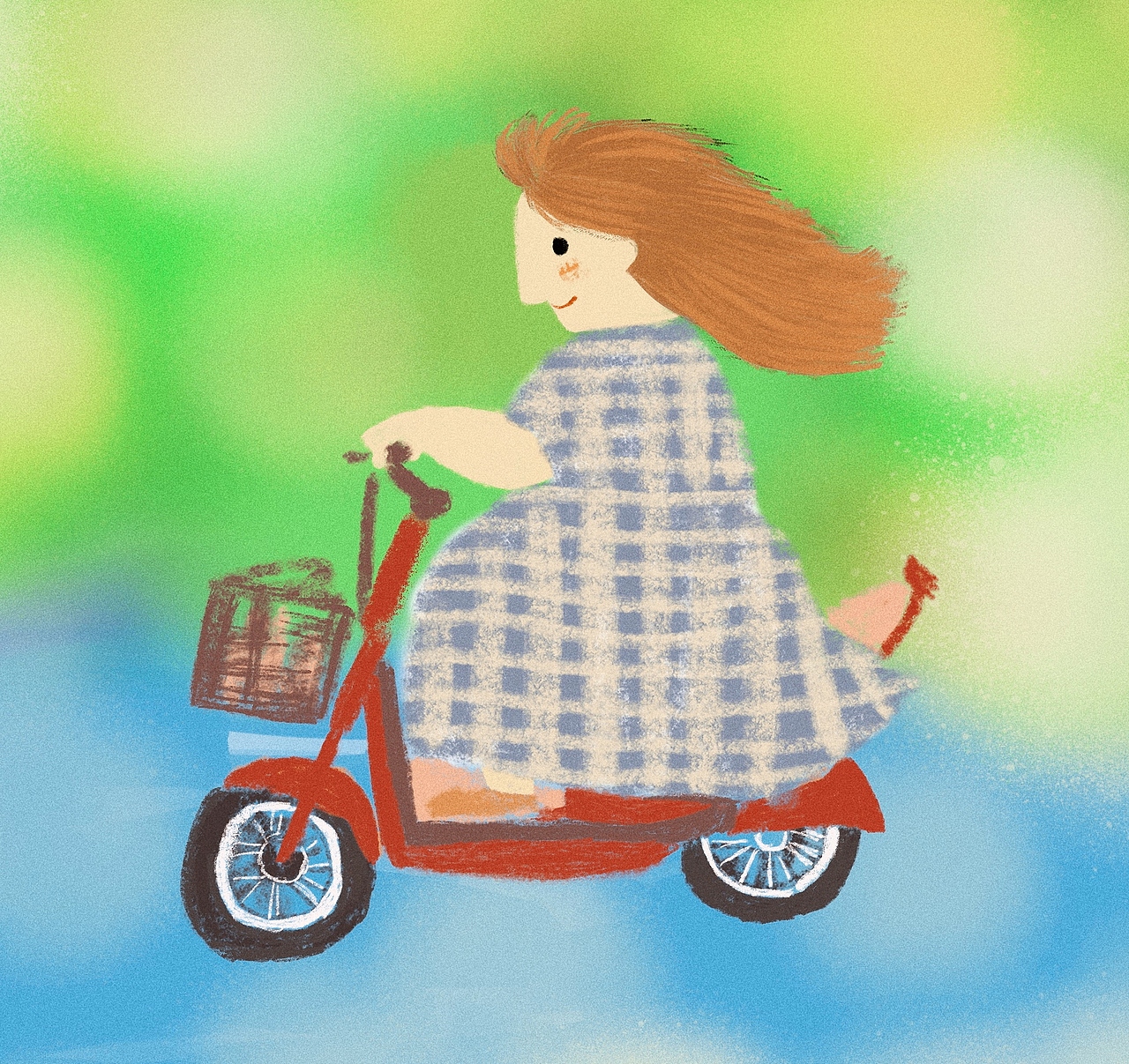 夏天骑电动车是最爽了（图ZMTY3OTAyNzc2） - 儿童插画 - 站酷设计师戴mingming原创素材 - 站酷ZCOOL