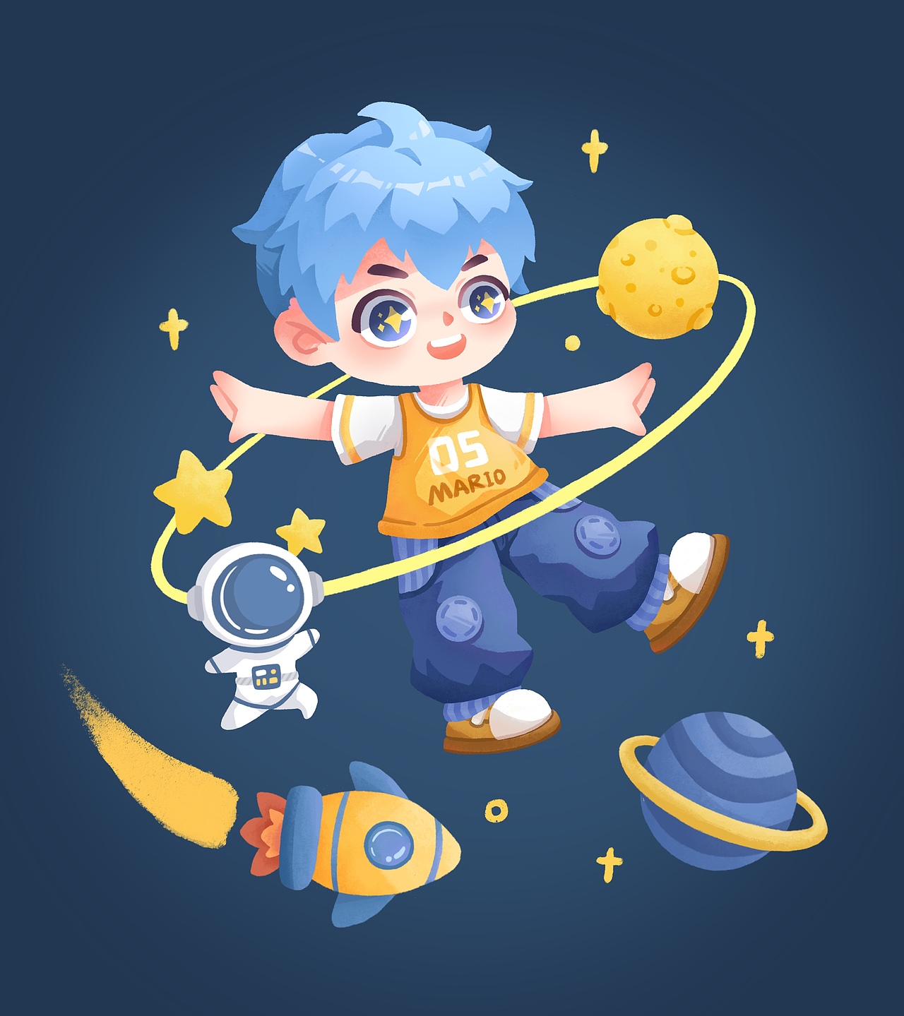 我想当太空人～（图ZMjY1MzA0MDAw） - 儿童插画 - 站酷设计师方块格子原创素材 - 站酷ZCOOL