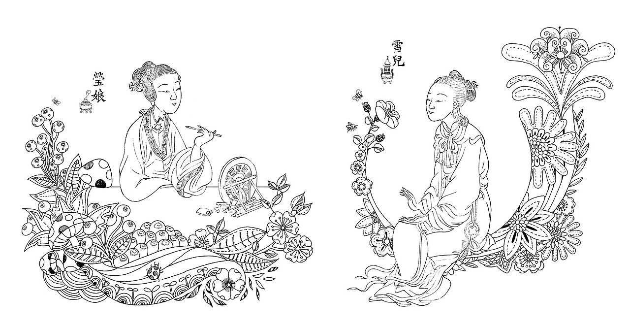 《百美图》一本既可鉴又可涂色的手绘美人书