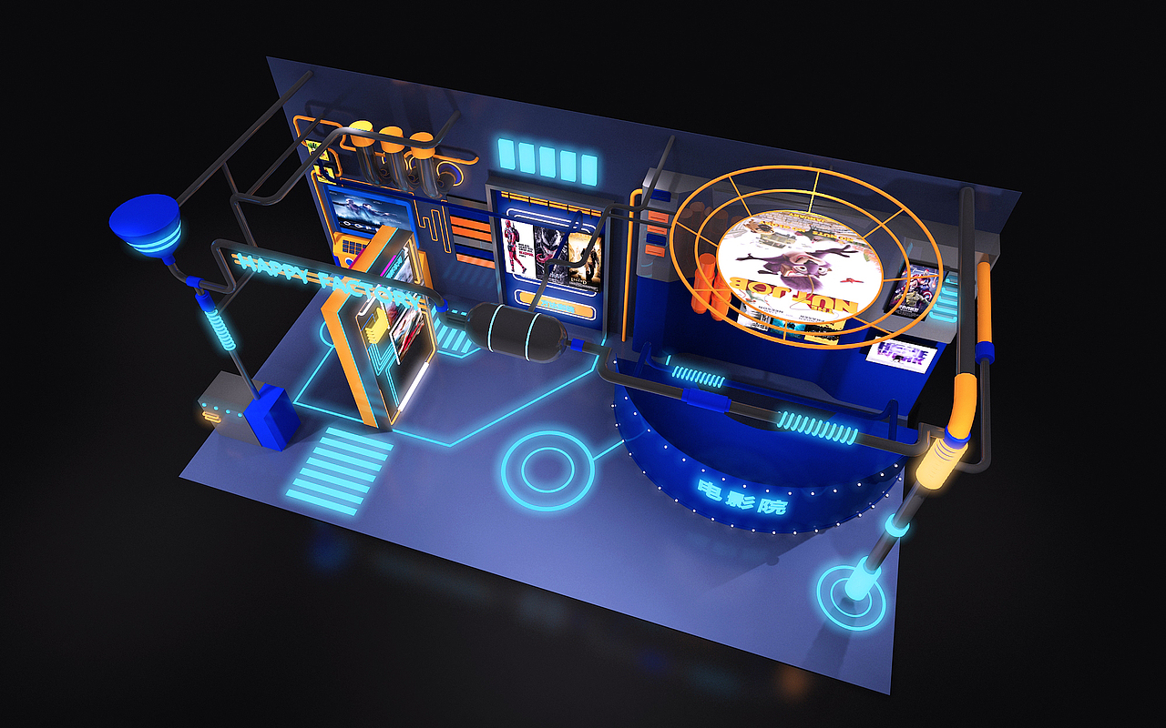 举报46分享临摹作品空间展陈设计工业风展台美陈打卡点拍照区网红炫酷