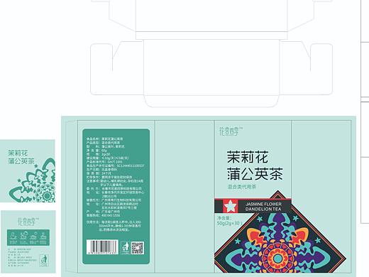 手绘蒲公英茶包装