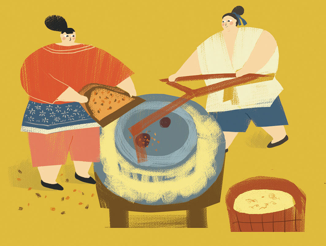 淮剧插画小绘本--磨豆腐