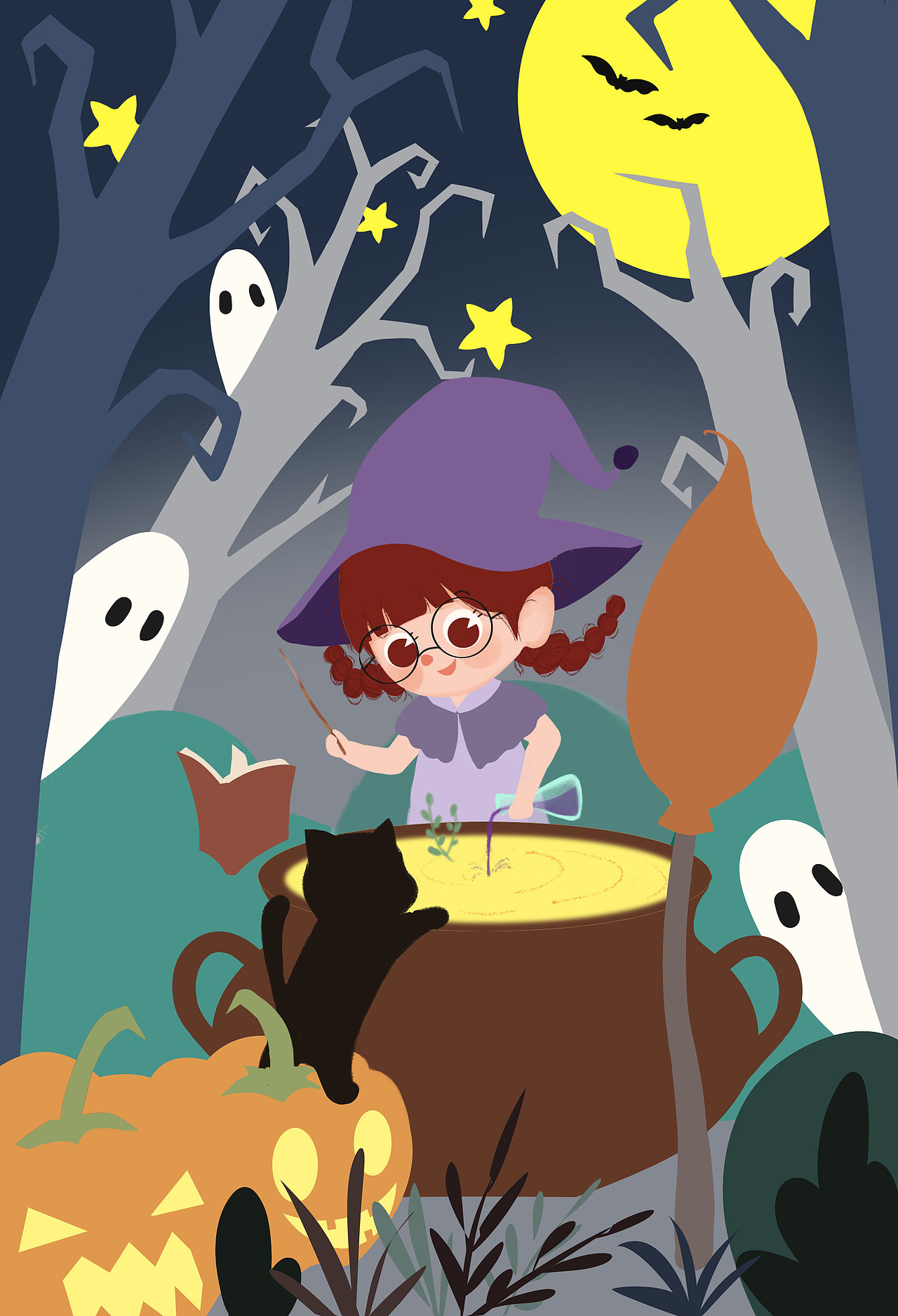万圣节小魔女|插画|儿童插画|糖小糖糖糖_原创作品-站酷zcool