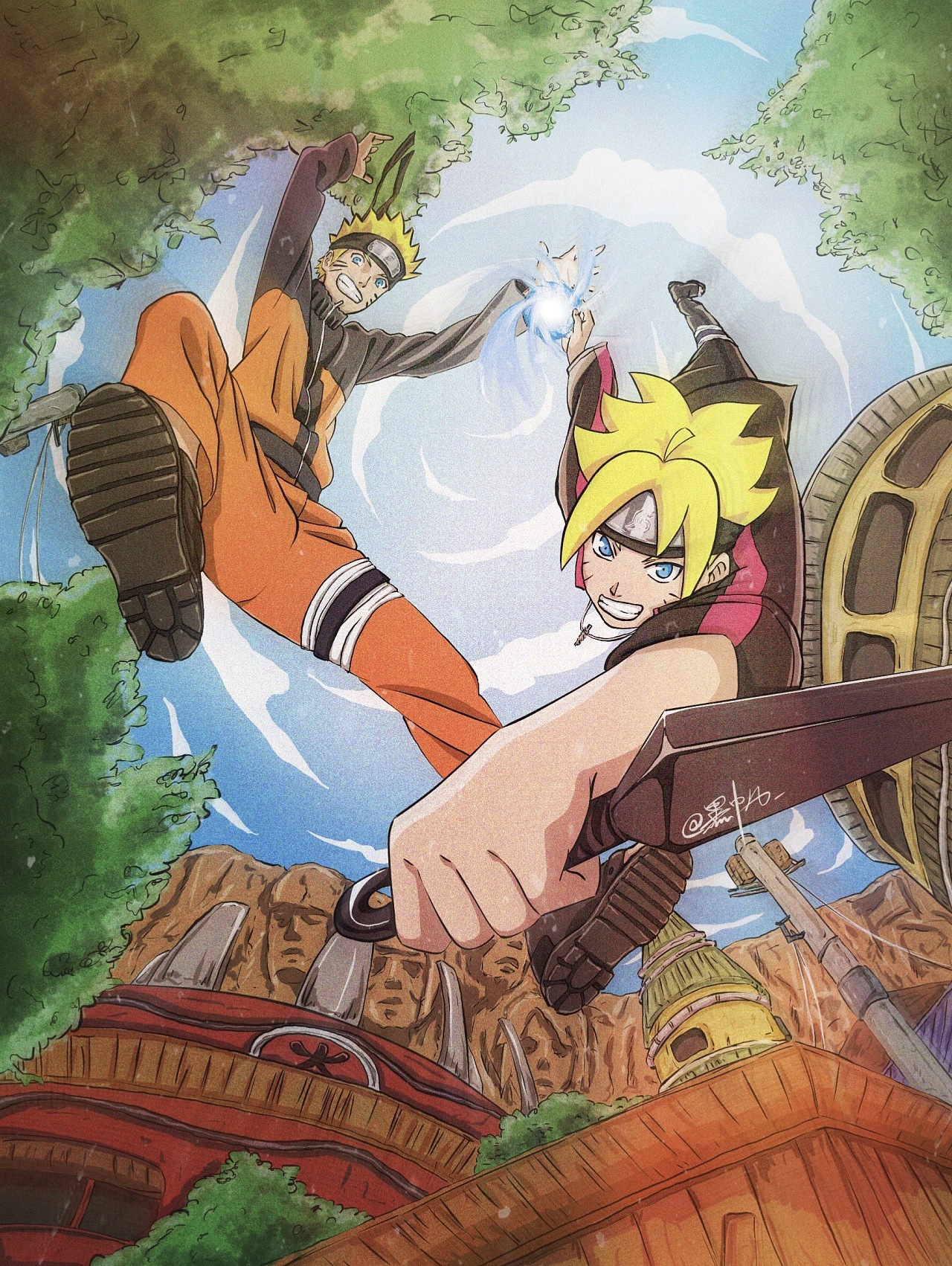 火影忍者鸣人&博人|插画|商业插画|heyfun_ - 原创作品 - 站酷 (zcool
