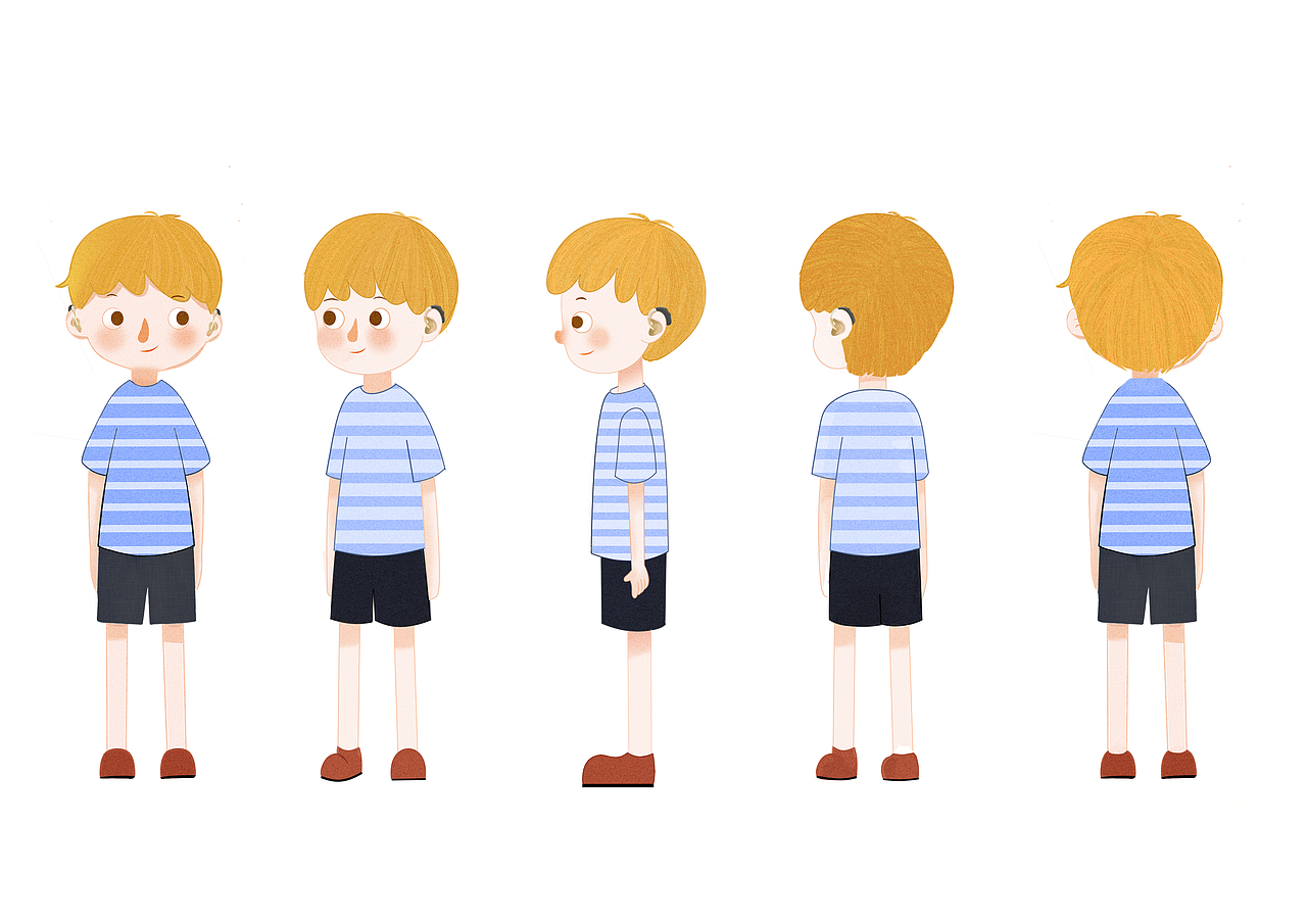 原创小男孩人物转面图