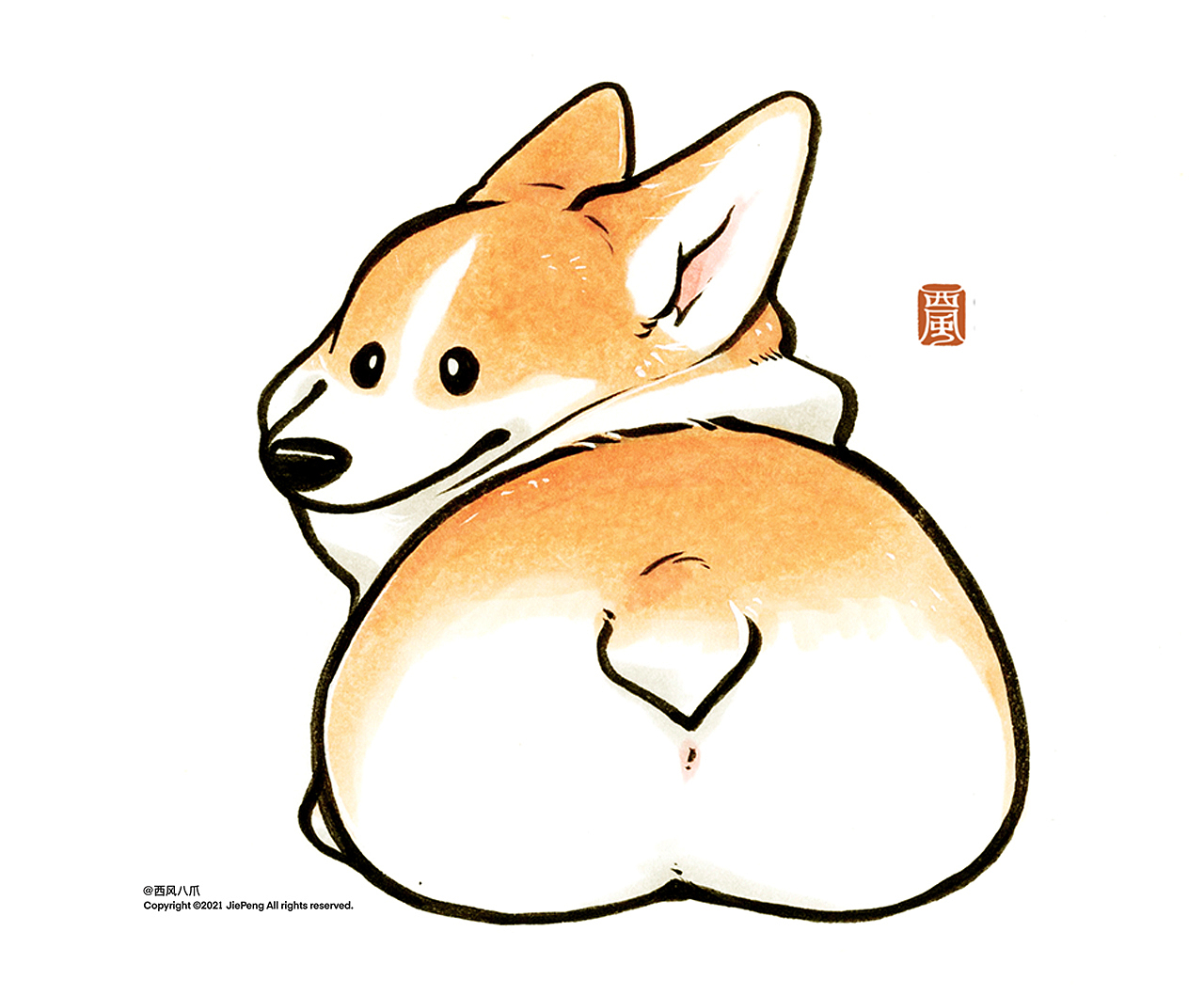 小肥基--柯基犬插画