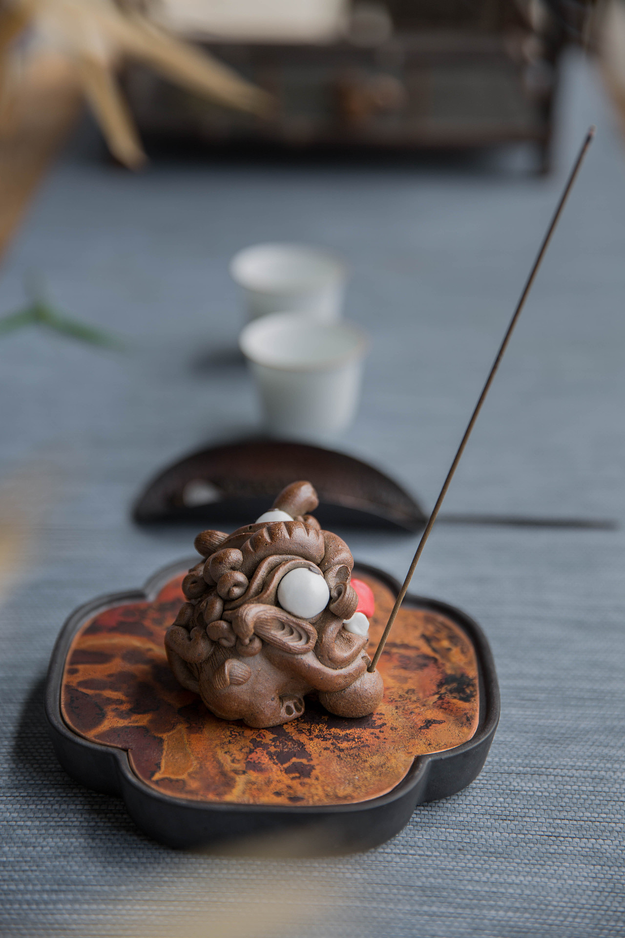 器十二景德镇手工捏雕龙九子系列狴犴茶宠香插摆件