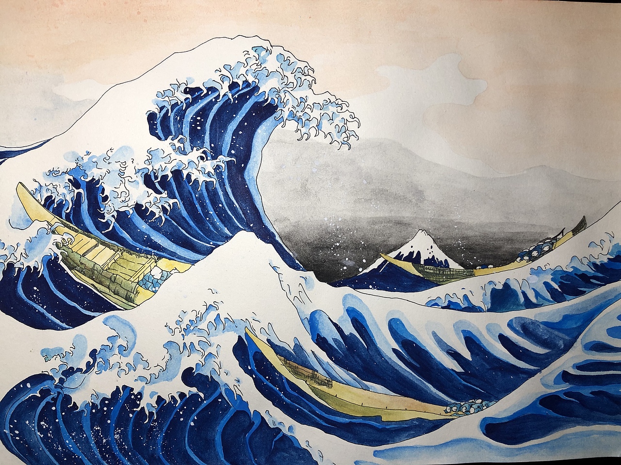 临摹神奈川冲浪里