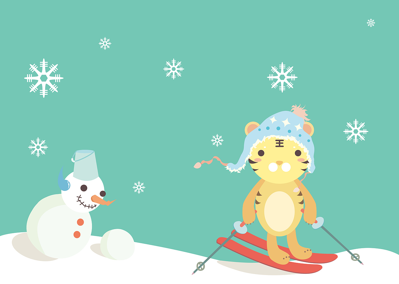老虎与雪人（图ZMTUyMzE0NjA=） - 艺术插画 - 站酷设计师贺小由233原创素材 - 站酷ZCOOL