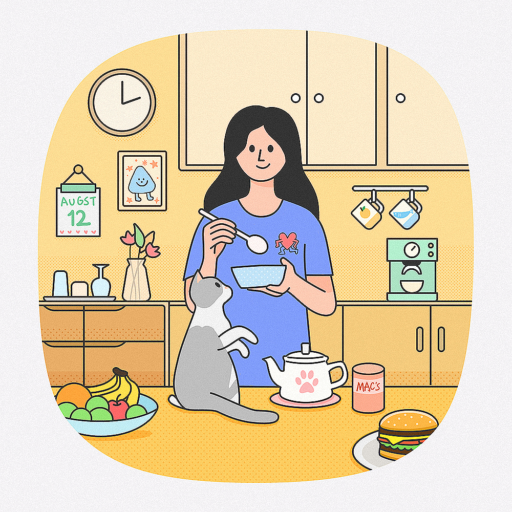 晚上会给他喂罐头，是他一天里最兴奋的时候，总是急得站起来扒拉我的手。