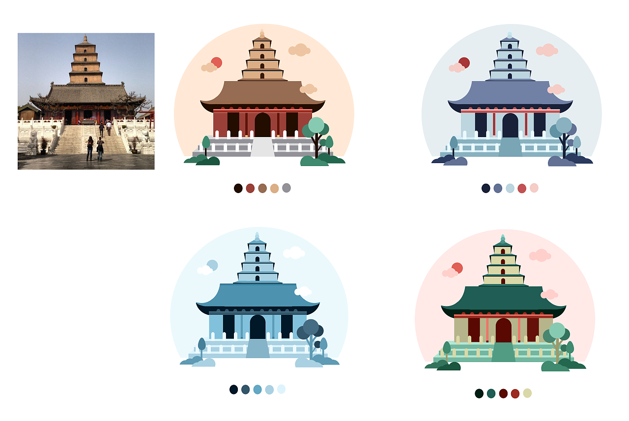 扁平风 建筑|插画|创作习作|yinnst - 原创作品 - 站酷 (zcool)