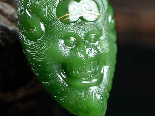 和田玉碧玉  错金  大圣