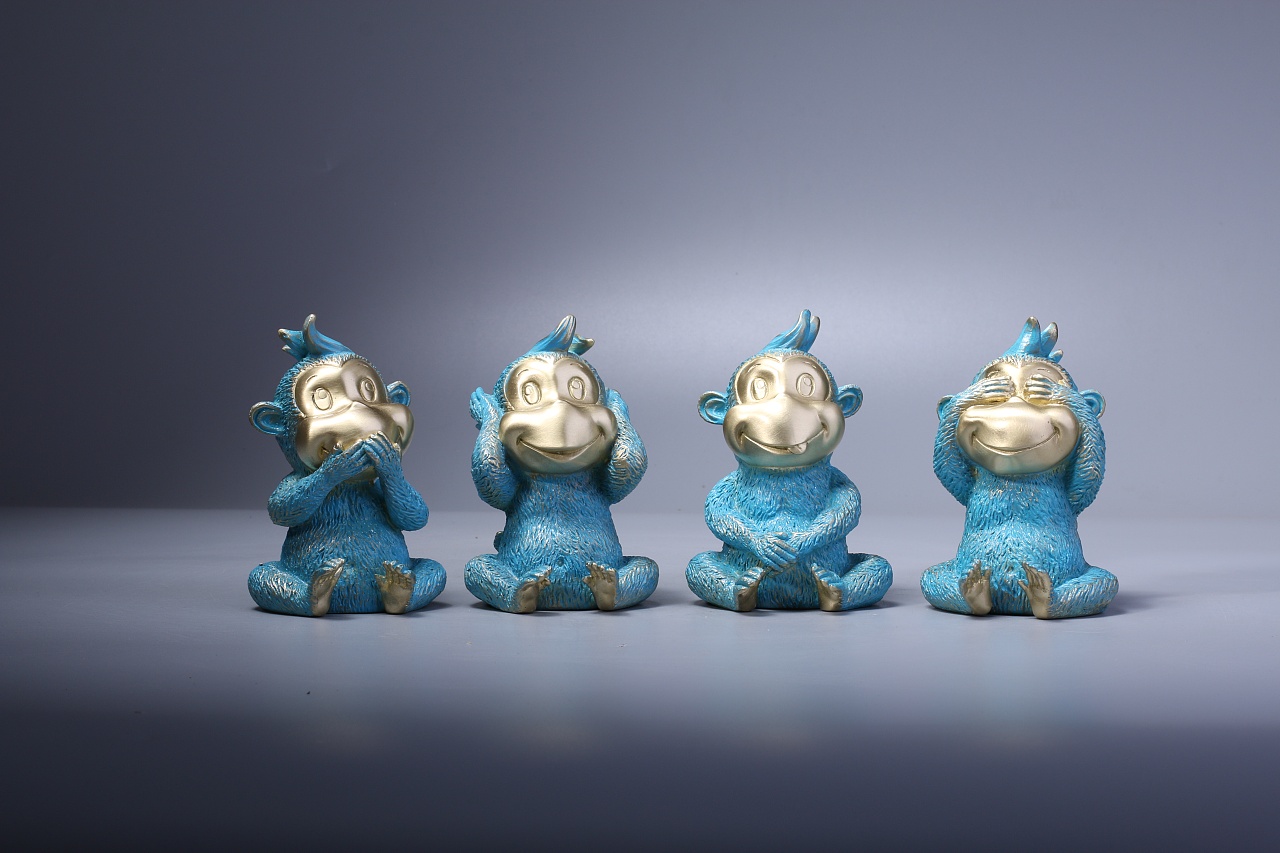 铜臻作品纯铜摆件四不猴家居小摆件汽车摆件