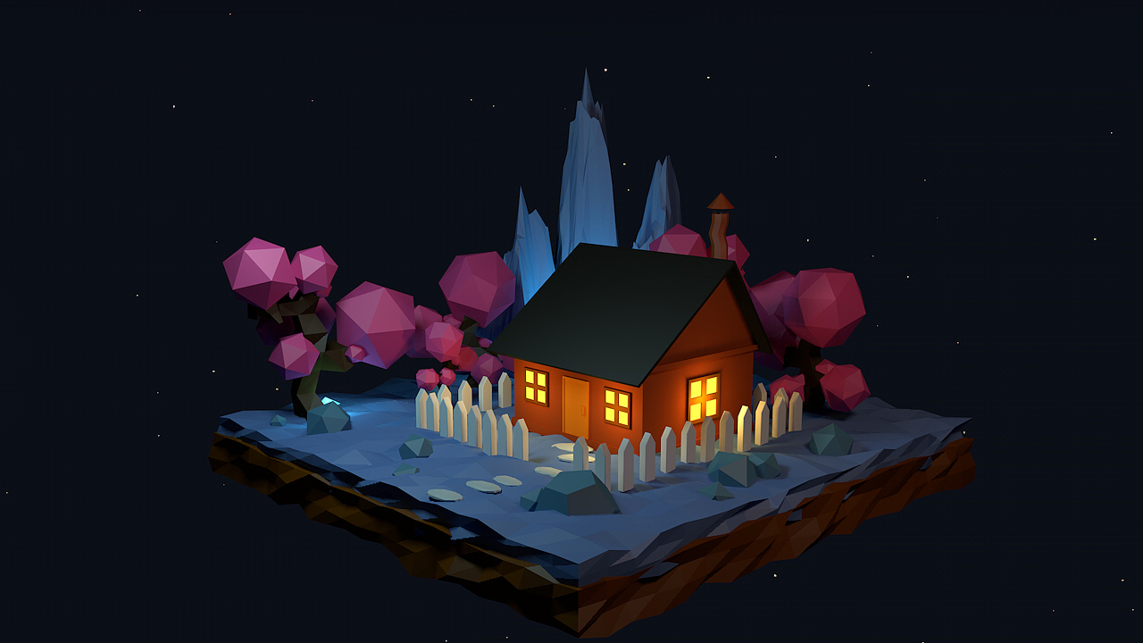 lowpoly 夜间小场景|三维|场景|小小小小小李砸 - 原创作品 - 站酷