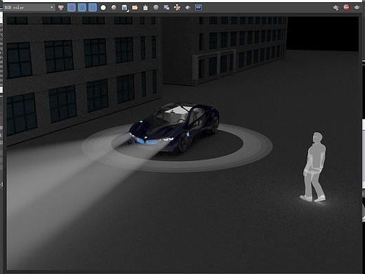 一组灯光辅助驾驶3d概念图