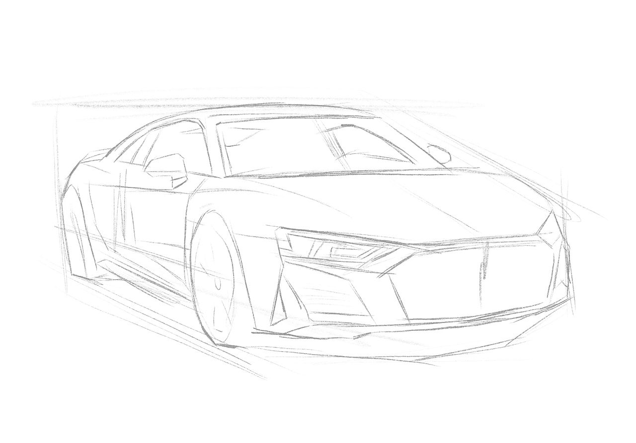 汽车手绘 奥迪r8