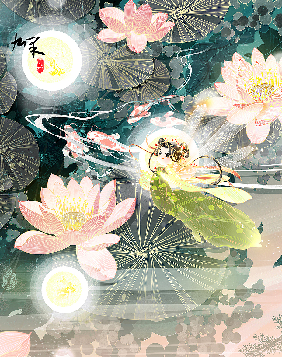 莲池（图ZMjcxMDE1MjQ4） - 商业插画 - 站酷设计师_九果_原创素材 - 站酷ZCOOL